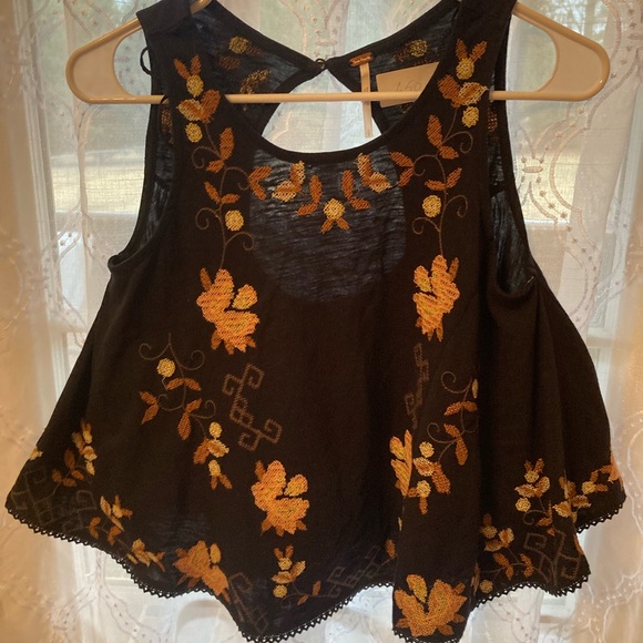 free people movement Tops - 🌿 Free People Embroidered Tank Top | Black Combo | Size S 🌿